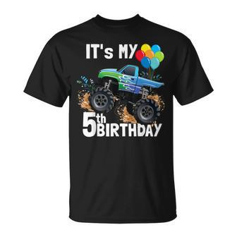It's My 5Th Birthday Monster Truck 5Th Birthday Boy T-Shirt - Monsterry