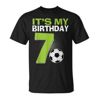 It's My 7Th Birthday Boy Soccer Football 7 Years Old T-Shirt - Seseable