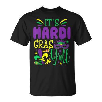 Its Mardi Gras Yall Mardi Gras Party Mask Costume T-Shirt - Monsterry