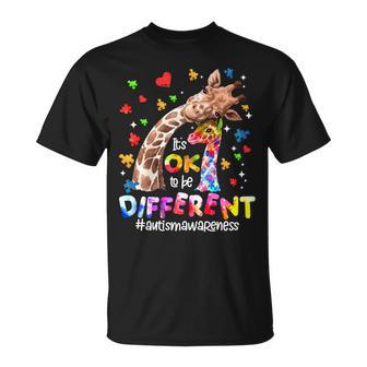 Its Ok To Be Different Autism Awareness Giraffe T-Shirt | Mazezy