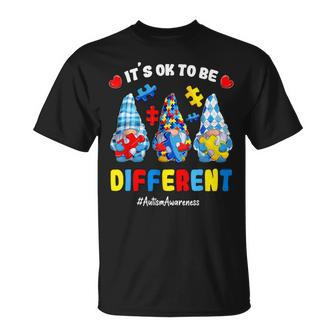 Its Ok To Be Different Gnomes Hold Puzzles Autism Awareness T-Shirt - Monsterry DE