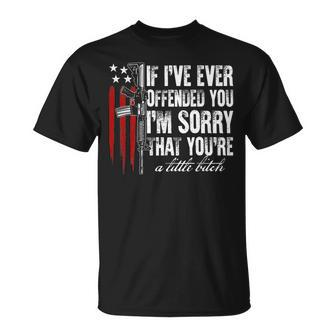 If I've Ever Offended You I'm Sorry American Flag T-Shirt - Monsterry
