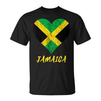 Jamaica Heart Jamaican Roots Jamaica Trip Jamaican Flag T-Shirt - Monsterry
