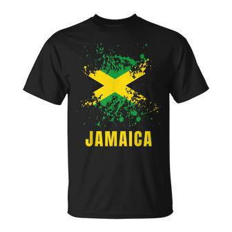 Jamaica Retro Vintage Watercolors Sport Jamaican Flag T-Shirt - Monsterry