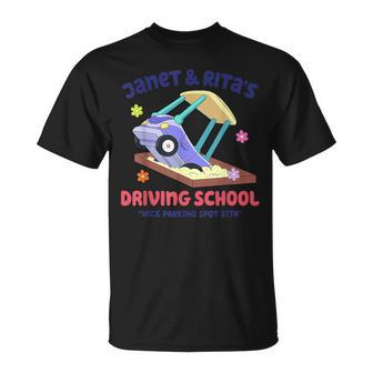 Janet & Rita's Humorous Driving School T-Shirt | Mazezy