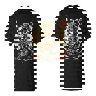 Japanese Anime Style Ninja Cat Guru T-Shirt | Mazezy