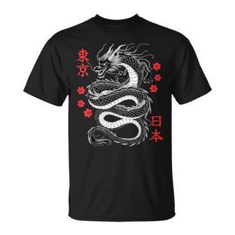 Japanese Dragon Tokyo Japan 80'S Asian Mythical Anime Tattoo T-Shirt - Thegiftio