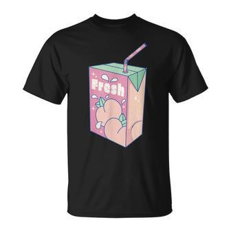Japanese Kawaii Peach Milk Juice 90S Japanese Text Aesthetic T-Shirt - Thegiftio UK