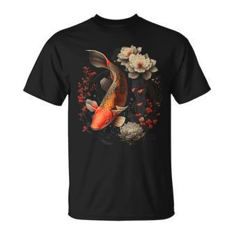 Japanese Koi Carp Nishikigoi Fish Graphic Cherry Blossom T-Shirt | Mazezy