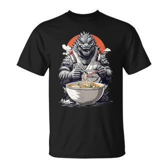 Japanese Monster Kaiju Eating Ramen T-Shirt | Mazezy