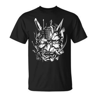 Japanese Oni Cyberpunk Samurai Fun Techwear Vintage Retro T-Shirt - Monsterry DE