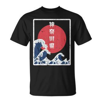 Japanese Retro Style Kanagawa The Great Wave T-Shirt - Seseable