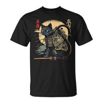 Japanese Samurai Cat Tattoo Vintage Kawaii Ninja T-Shirt | Seseable CA