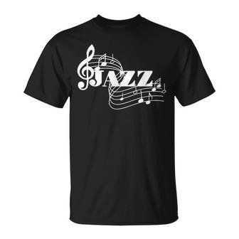 Jazz Musician Sheet Music Jazz Notes T-Shirt - Monsterry