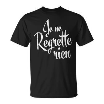 Je Ne Regrette Rien French Black T-Shirt - Seseable