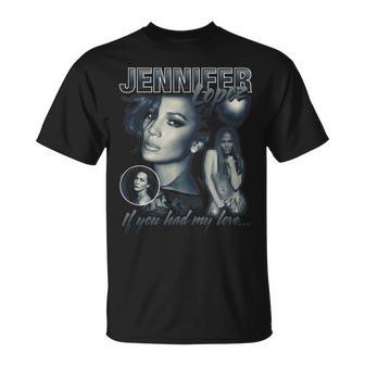 Jennifer Lopez Bootleg Portrait Black T-Shirt - Seseable