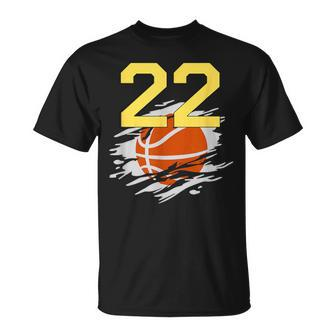 Jersey 22 Yellow Golden Basketball Team Number 22 T-Shirt - Monsterry AU
