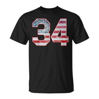 Jersey Player Number 34 Personalized Sports American Flag T-Shirt - Monsterry