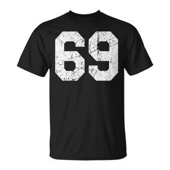 Jersey Uniform Number 69 Athletic Style Sports Back Graphic T-Shirt - Monsterry CA