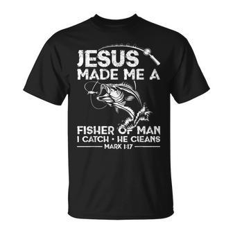 Jesus Made Me A Fisher Of Man Fishing Fisherman Christian T-Shirt - Monsterry