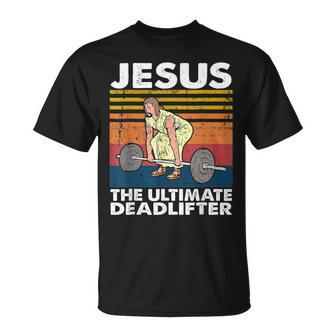 Jesus The Ultimate Deadlifter Fitness Vintage T-Shirt | Mazezy