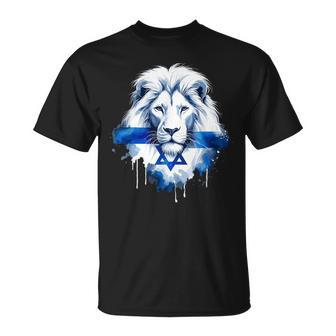 Jewish Israel Flag Lion David Star Yisrael Proud Israelites T-Shirt - Monsterry