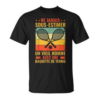 Joueurs De Tennis Vieil Homme Avec Raquette De Tennis Drôle T-Shirt - Cadeauxyz