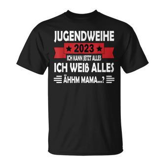 Jugendweihe 2023 T-Shirt Ich Weiß Alles - Stylisches Feier-Shirt in Schwarz - Seseable