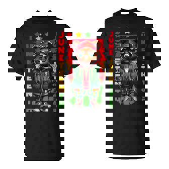 Junenth Black Hip Hop Teddy Bear Black Freedom 1865 T-Shirt | Mazezy