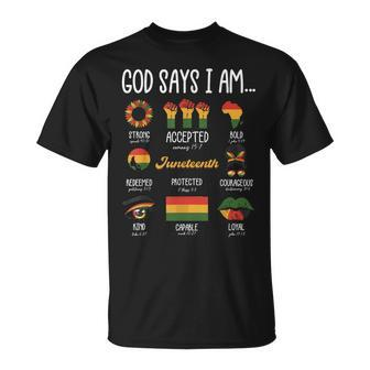 Junenth God Says I Am Celebrating Black Freedom 1865 T-Shirt - Monsterry AU