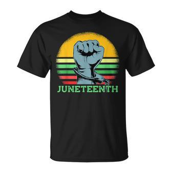 Junenth Raised Hand Broken Chains June 19 1865 Meme T-Shirt - Monsterry UK
