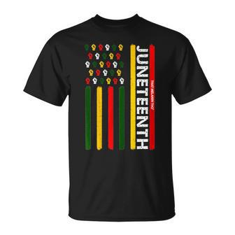 Junenth Vibes Free-Ish 1865 Black Owned Junenth Flag T-Shirt - Monsterry DE
