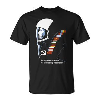 Juri Gagarinintage Sputnik Ussr Soviet Union Propaganda T-Shirt - Seseable