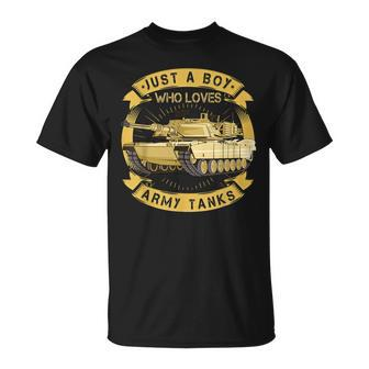 Just A Boy Who Loves Army Tanks For Military Boy T-Shirt - Thegiftio UK