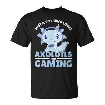 Just A Boy Who Loves Axolotls And Gaming T-Shirt - Thegiftio UK
