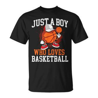 Just A Boy Who Loves Basketball Player Hoops T-Shirt - Thegiftio UK