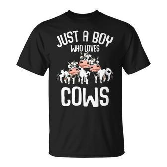 Just A Boy Who Loves Cows Farmers Cow Lover T-Shirt | Mazezy