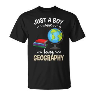 Just A Boy Who Loves Geography T-Shirt - Thegiftio