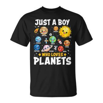 Just A Boy Who Loves Planets Astrology Space Solar Systems T-Shirt | Mazezy CA