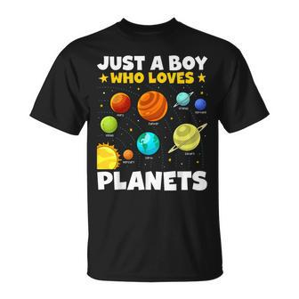 Just A Boy Who Loves Planets Solar System Space Science T-Shirt - Monsterry DE