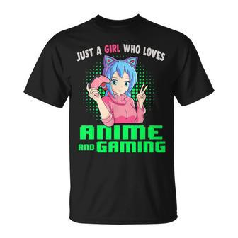Just A Girl Who Loves Anime And Gaming Gamer Girl T-Shirt - Thegiftio UK