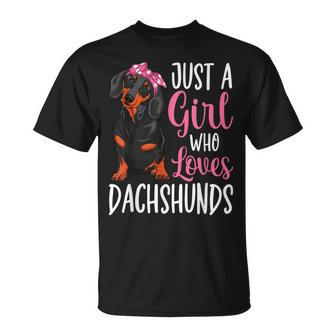 Just A Girl Who Loves Dachshunds Dog Lover Girls T-Shirt - Thegiftio UK