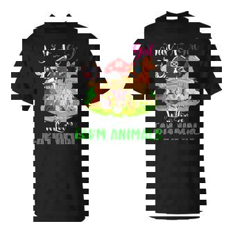 Just A Girl Who Loves Farm Animals Cute Girl Farm Animals T-Shirt - Thegiftio
