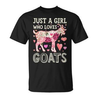 Just A Girl Who Loves Goats Goat Silhouette Flower T-Shirt | Mazezy