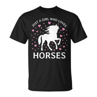 Just A Girl Who Loves Horses Cowgirl Horse Girl Riding T-Shirt | Mazezy DE