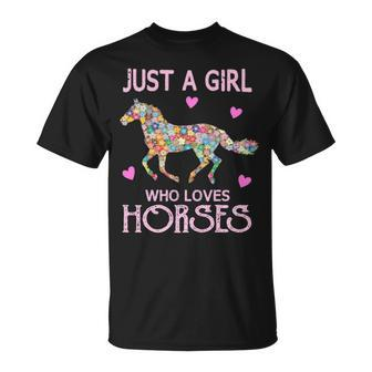 Just A Girl Who Loves Horses Horse Riding Girls Women T-Shirt | Mazezy CA