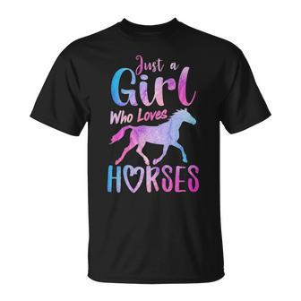 Just A Girl Who Loves Horses Riding Cute Horse Girls Women T-Shirt | Mazezy