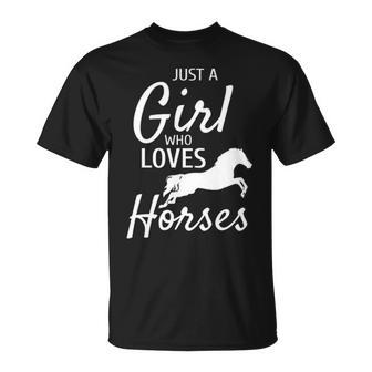 Just A Girl Who Loves Horses Riding Girls Horse T-Shirt | Mazezy
