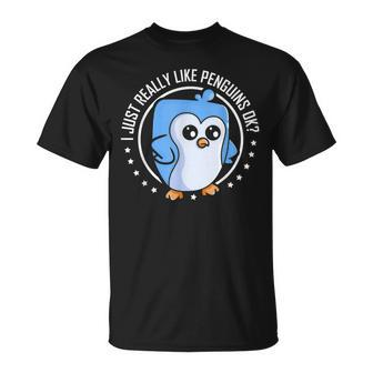I Just Really Like Penguins Ok Animal Cute Penguin Lover T-Shirt - Thegiftio UK