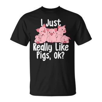 I Just Really Like Pigs Pig Lover Pig Farming Farmer T-Shirt - Monsterry